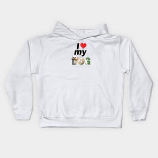 I love (heart) my dog - Cavachon oil painting word art Kids Hoodie